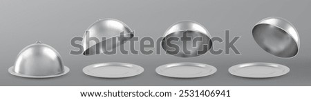 Empty restaurant cloche. Vector illustration over grey background.