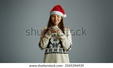 Similar – Image, Stock Photo Chocolate Santa Claus looks out of a white paper bag with starlight