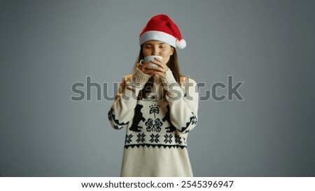 Similar – Image, Stock Photo Chocolate Santa Claus looks out of a white paper bag with starlight