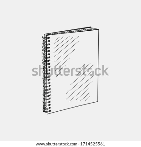 Hand-drawn sketch of Drawing Notebook on a white background. Drawing Notebook with clear sheets. Drawing set. Tools for an artist