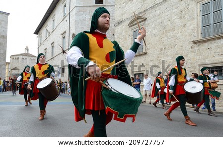 ASCOLI PICENO, ITALY - AUGUST 3, 2014 - The medieval parade of \