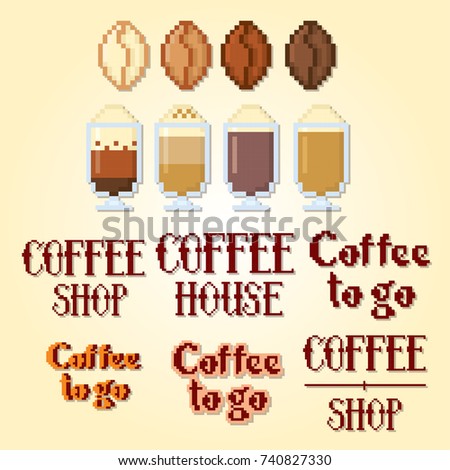 8 Bit Video Coffee Grounds Paint On Paper Icon Set Pixel Art Old School Computer Graphic Style 8 Bit Video Coffee Grounds Paint On Paper Icon Set Pixel Art Old School Computer Graphic Style