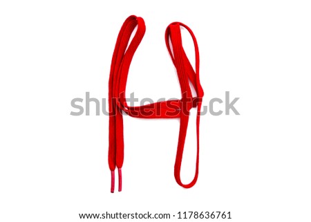 Made from shoelaces symbol H isolated on white background Imagine de stoc © 