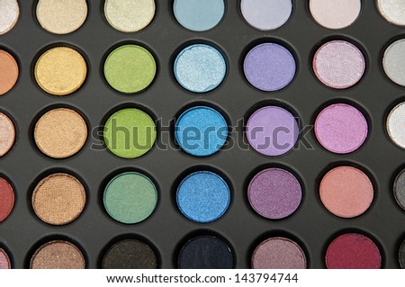 makeup kit with different shades and colors