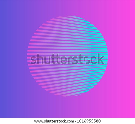 Neon holographic circle on purple background.