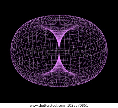 Purple torus on dark background. Vector illustration. Time and space distortion.