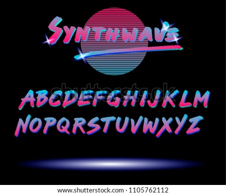 Synthwave/retrowave style font.