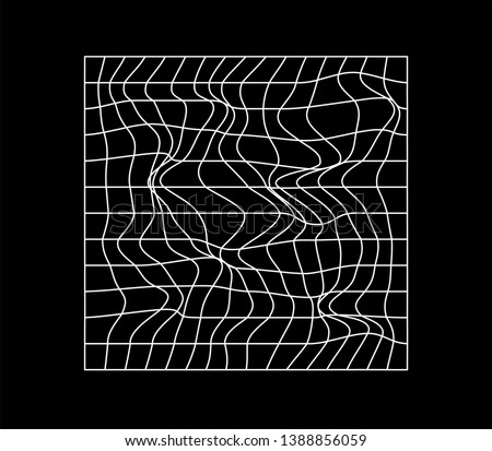 Abstract black and white generative art background with glitched grid wireframe. Conceptual illustration of high-tech/ cyberpunk technologies of future/ virtual reality.