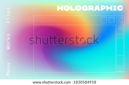 Trendy texture with polarization effect and colorful neon holographic stains. Abstract psychedelic background.