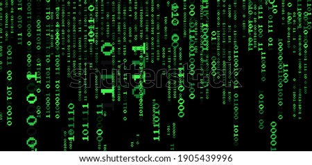 Texture composed by a sequence of zero and one number. Abstract futuristic cyberspace with binary code, matrix background with digits.