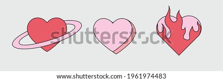 A set of different flat style heart emblems.