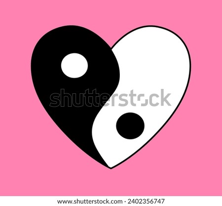 Vector illustration of a heart with yin-yang image.