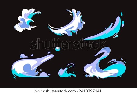 Vector graphic of splash of blue liquid or smoke, perfect for animation design, illustration, carton, anime, CG game art, tactical design, etc.