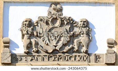 The logo of ancient Dutch east India Company Between 1602 to 1796, SRI LANKA - JANUARY 02: the logo of dutch east india company at galle fort main entrance in galle, sri lanka on 02nd January, 2015