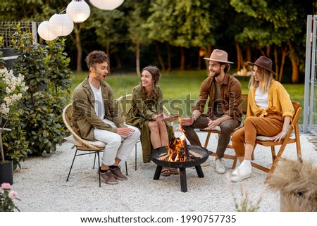 Similar – Image, Stock Photo fire in the garden	fireplace made of old metal barrel