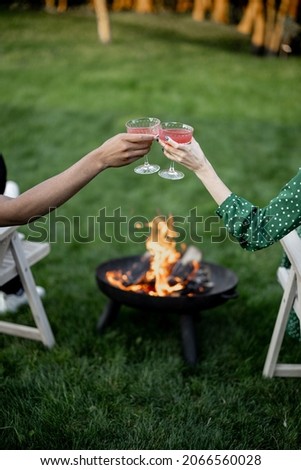 Similar – Image, Stock Photo fire in the garden	fireplace made of old metal barrel