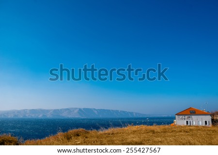 Croatian islands with alone house in front in Senj city