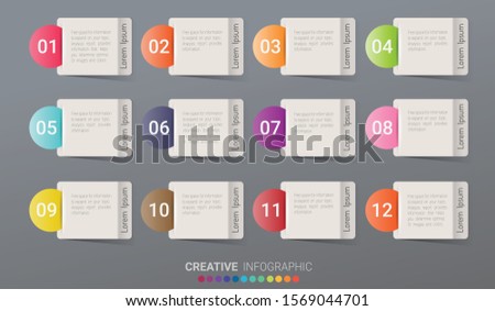 presentation Timeline, 12 months, 1 year, Timeline infographics design vector and Presentation business can be used for Business concept with 12 options, steps or processes. 