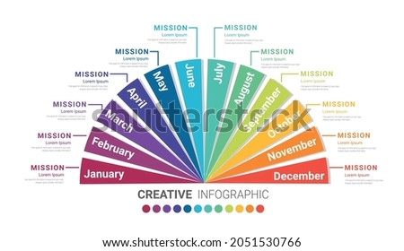 Infographic elements half circle design for all month planners.