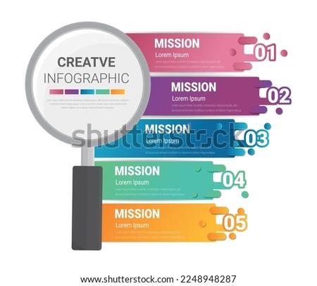 infographic Template with magnifier, education infographic  5 steps template design, magnifier glass concept, vector illustration
