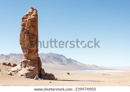 Geological monolith, The Indian Stone, near Salar de Tara, Los Flamencos National Reserve, Atacama Desert,Chile