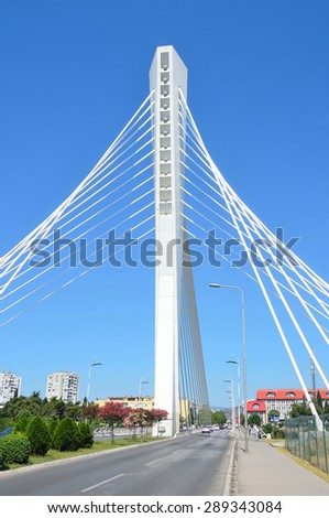 Podgorica, Montenegro, June,11,2015. Montenegro scene: Millennium bridge over the river Moraca in Podgorica
