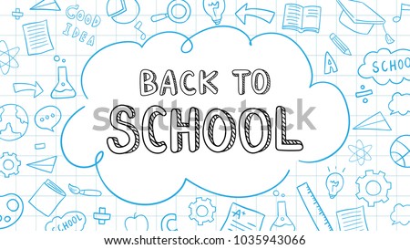 Vector illustration banner background design sketch outline element of education,Template for school.Draw doodle cartoon style.