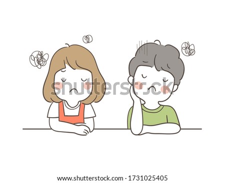 Vector illustration character design angry boy and girl.Draw doodle cartoon style.