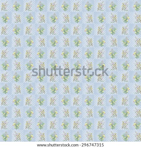 Blue Floral Checked Background