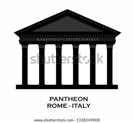 Pantheon (Rome, Italy) vector building. Roman/Greek pantheon with Corinthian columns, detailed. Pantheon icon. Outline illustration of Greek architecture pantheon vector icon for web and advertising 