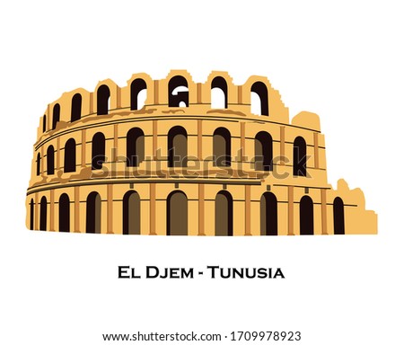 The Roman amphitheater of Thysdrus in El Djem or El-Jem, a town in Mahdia governorate of Tunisia. One of the main attraction in Tunisia and Northern Africa.