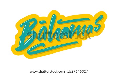 Bahamas modern brush lettering text. Vector illustration logo for print and advertising