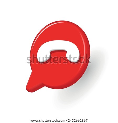 Red 3D icons for end of mobile call