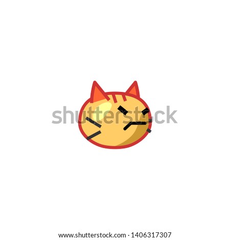Isolated Pouting Cat Face Vector Icon, Emoji, Emoticon