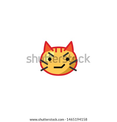 Isolated Cat Face with wry-smile Emoji, Emoticon, Vector Icon, Pictogram - Vector