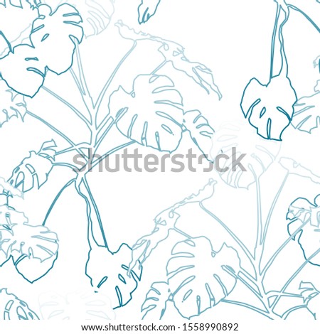 Seamless tropical pattern with  leaves.  Graphic vector background.