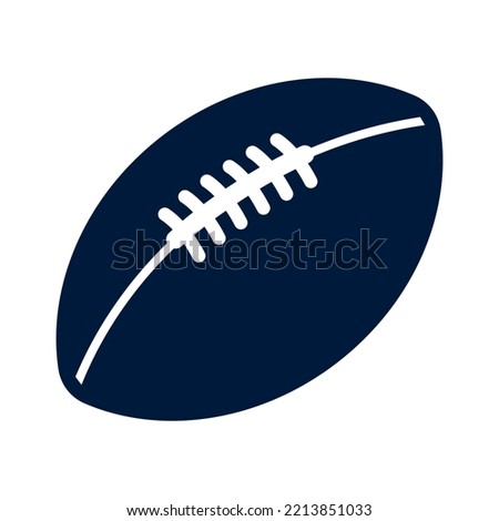 American football or rugby ball black silhouette for logo. Vector illustration icon isolated on white background.