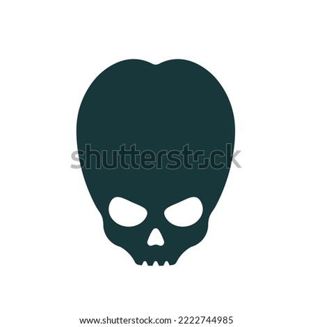 Icon of alien skull isolated on white background. Design element for poster, card, banner, t shirt. Vector illustration