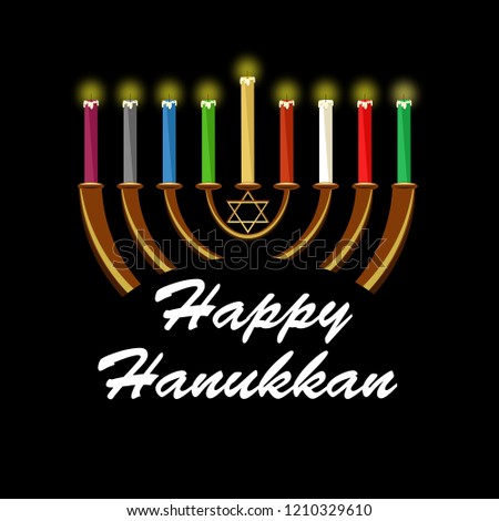 happy Hanukkah. colored candles