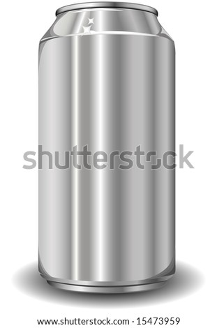 Aluminum jar for beer on white background, isolated object, vector illustration