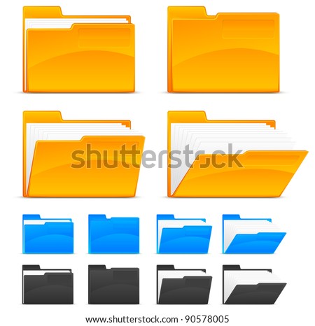 Folder icons, isolated on white background vector illustration