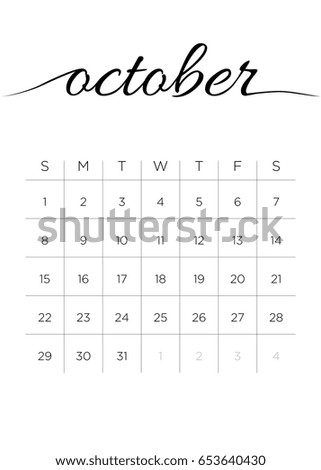 Monthly Calendar October 2017