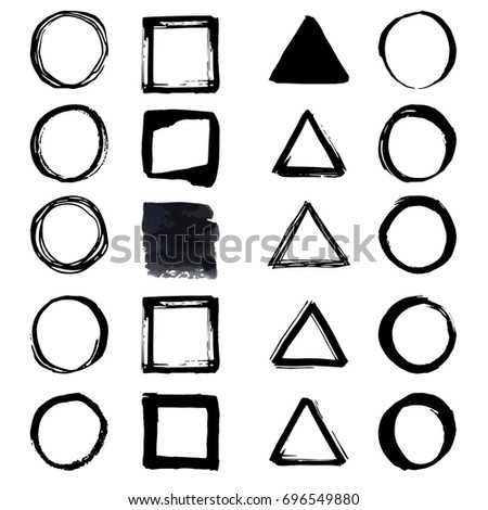 Unique hand drawn shapes of squares for logo design. Isolated vector illustration.