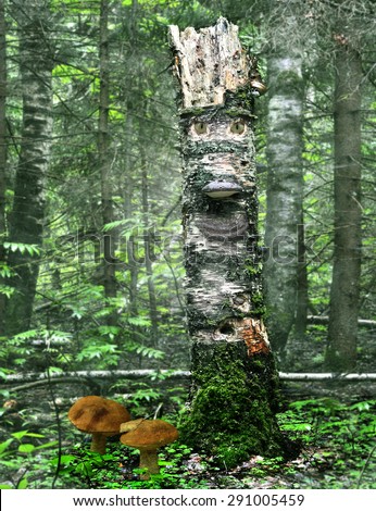 Fabulous stump in the forest monsters - master of the forest