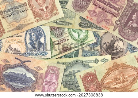 some historic hungarian pengoe banknotes mixed Stock fotó © 