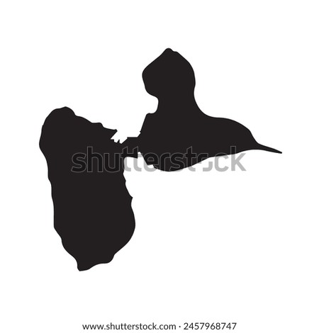 map of Guadeloupe glyph icon. Illustration vector graphic of map of Guadeloupe.