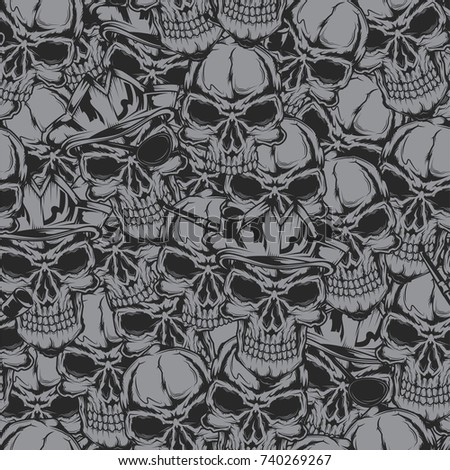 Seamless pattern with pirate skulls