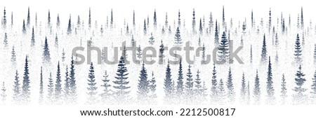 Forest, imitation of a pencil drawing. Vector sketch, banner. 