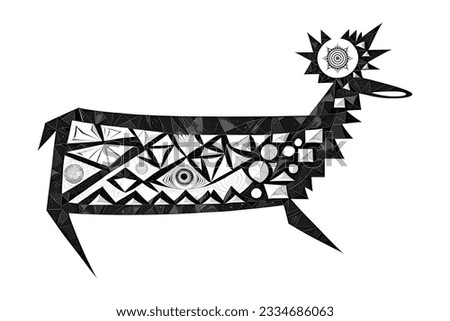 Stylized drawing, ancient Scythian art, ethnic theme, vector design