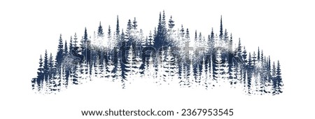 Vector sketch, banner. Forest, imitation of a pencil drawing.